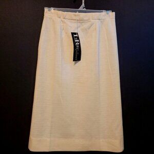 Vintage LeRoy Knitwear Off White A Line Skirt Doubleknit Wool Size 8 Pull On